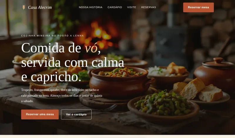 Prévia do site de demonstração Casa Alecrim