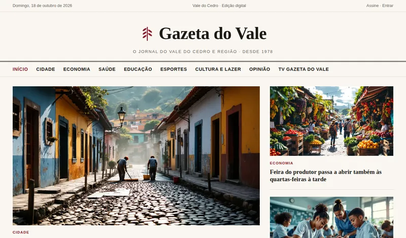 Prévia do portal de notícias de demonstração Gazeta do Vale