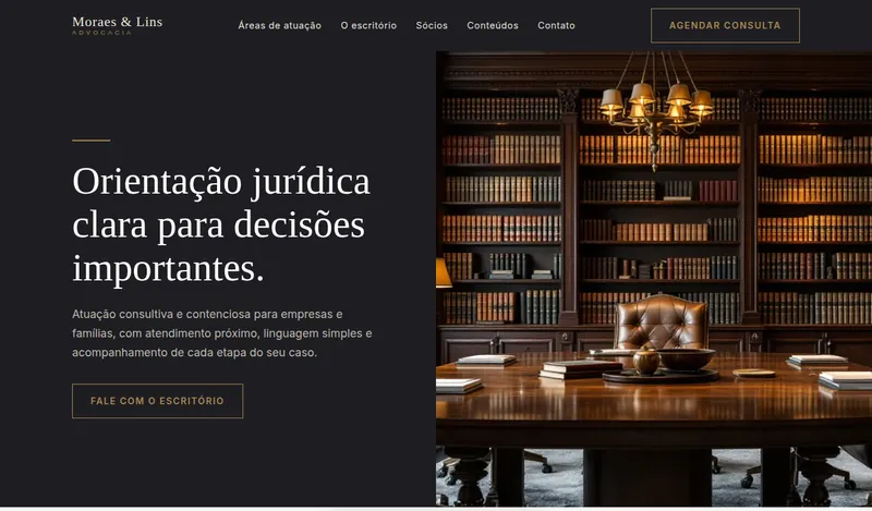 Prévia do site de demonstração Moraes & Lins Advocacia
