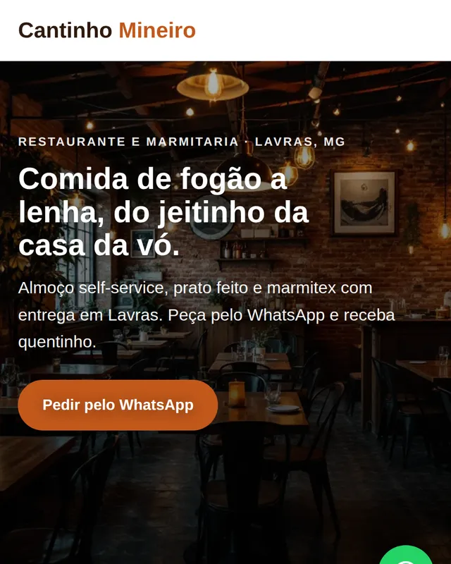 Site de exemplo de um restaurante
