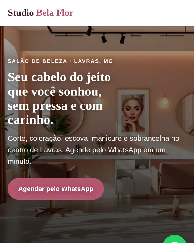 Site de exemplo de um salão de beleza